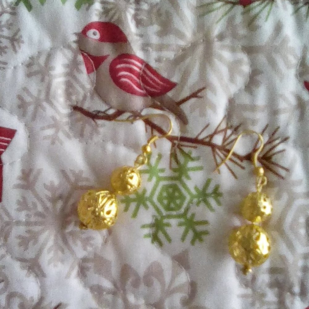 💮Gold ball Dangle Earrings